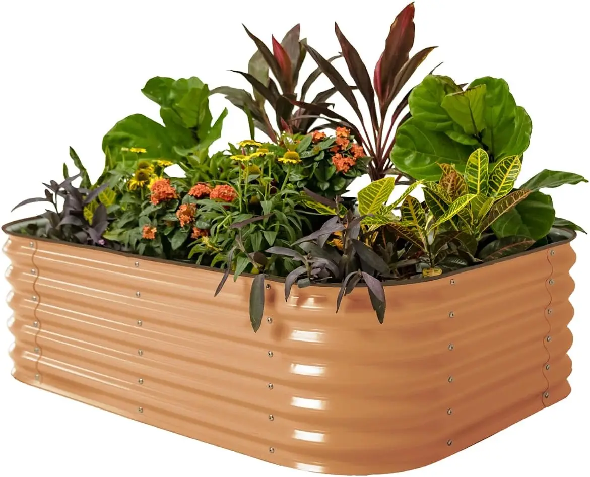 

Aluzinc Raised Garden Bed Kits, 17" Tall 6 in 1 Modular Metal Raised Planter Bed for Vegetables Flowers Patio Ground Planter Box