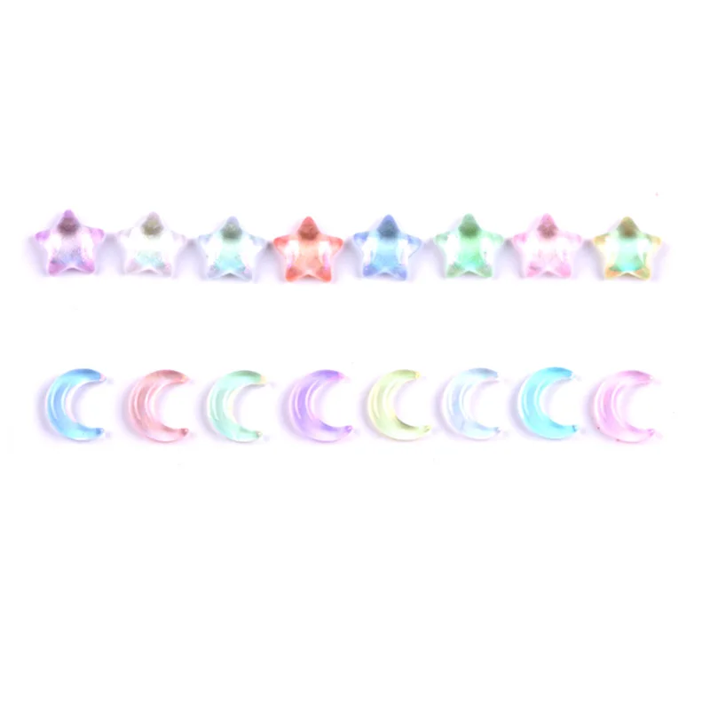 Breloques en forme d'étoile et de lune pour les ongles, décorations mignonnes et colorées pour nail art, accessoires de design à faire soi-même, 10 pièces/lot, été Kawaii