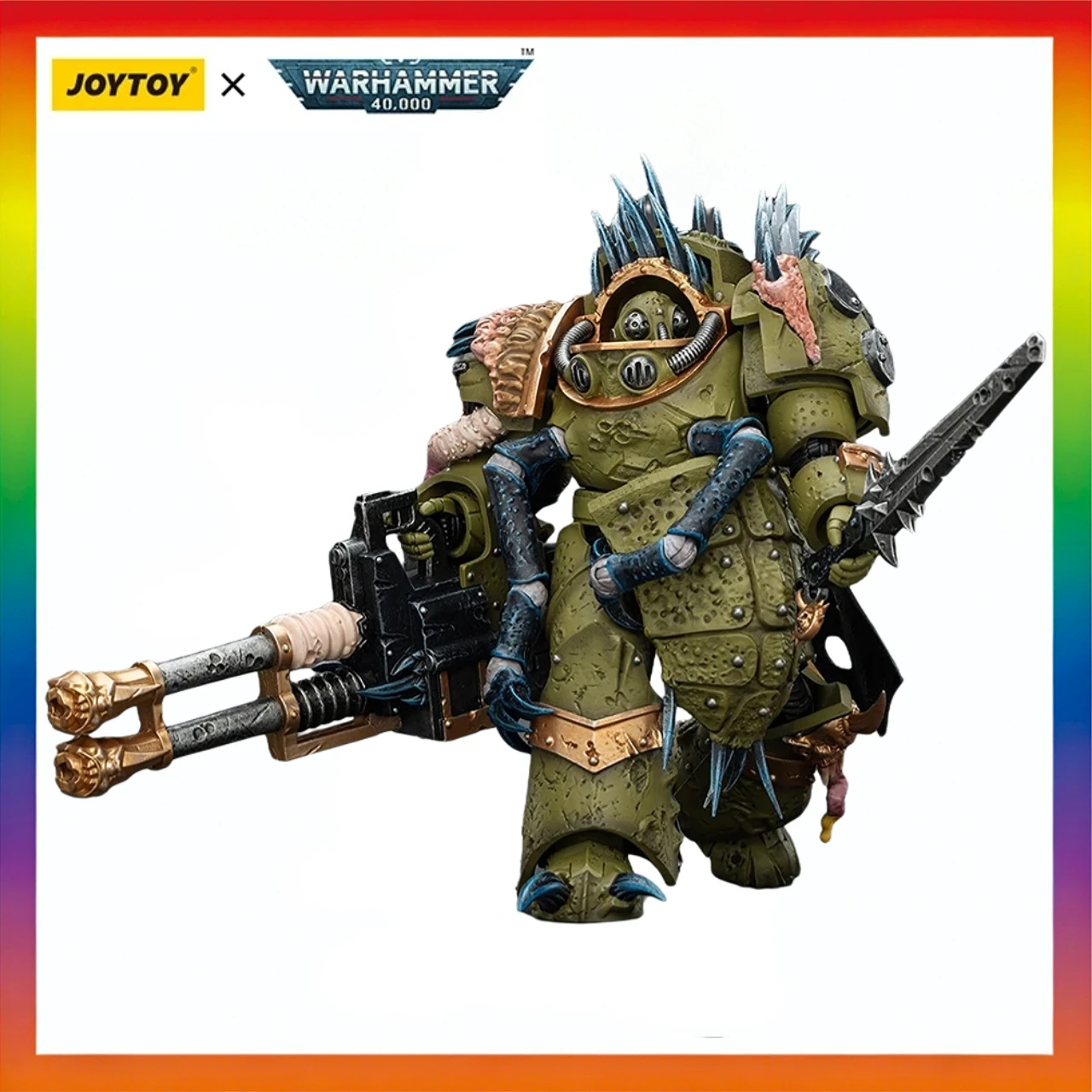 

Оригинальная фигурка JOYTOY Warhammer 40K Death Guard Blightlord Terminator 1 с автоматической пушкой Reaper и бутиковыми клинками, масштаб 1/18