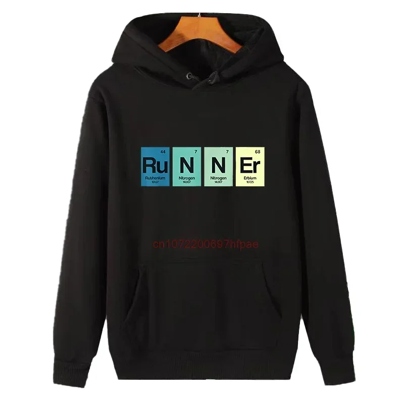 Runner Periodic Table Funy Marathon Runners Science Graphic Hooded Sweatshirts Winter Thick Sweater Hoodie Men's Winter Sweater