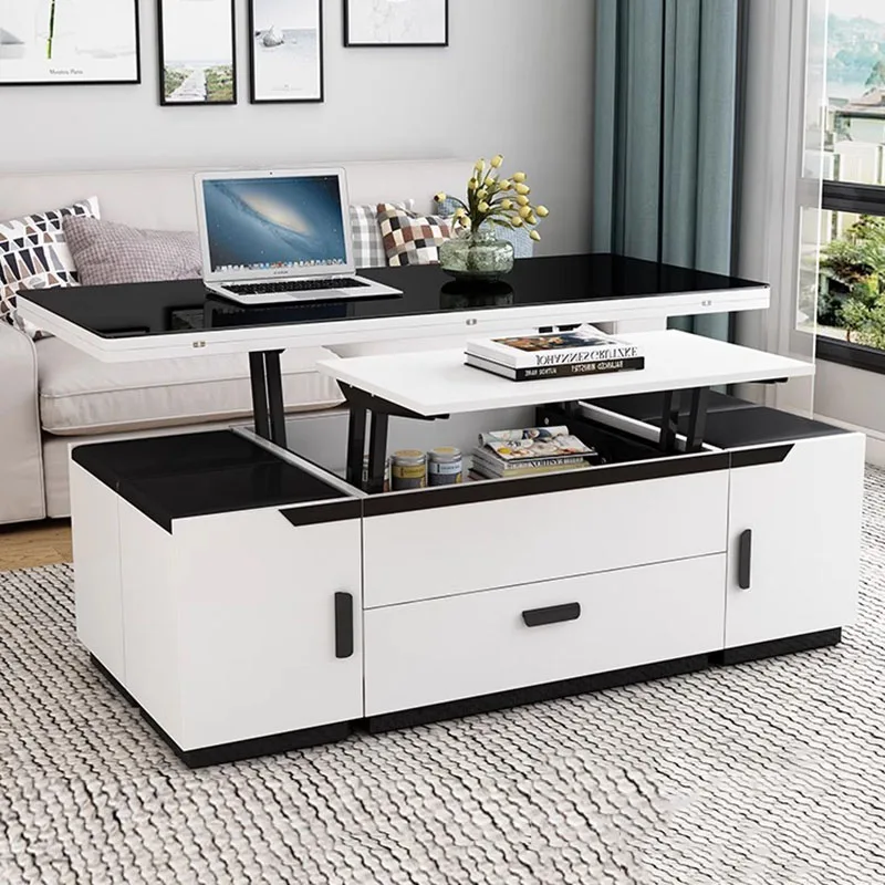 Adjustable Modern Coffee Tables Storage Drawers White Nordic Coffee Table Minimalist Low Hotel Mesa Auxiliar Furniture For Home