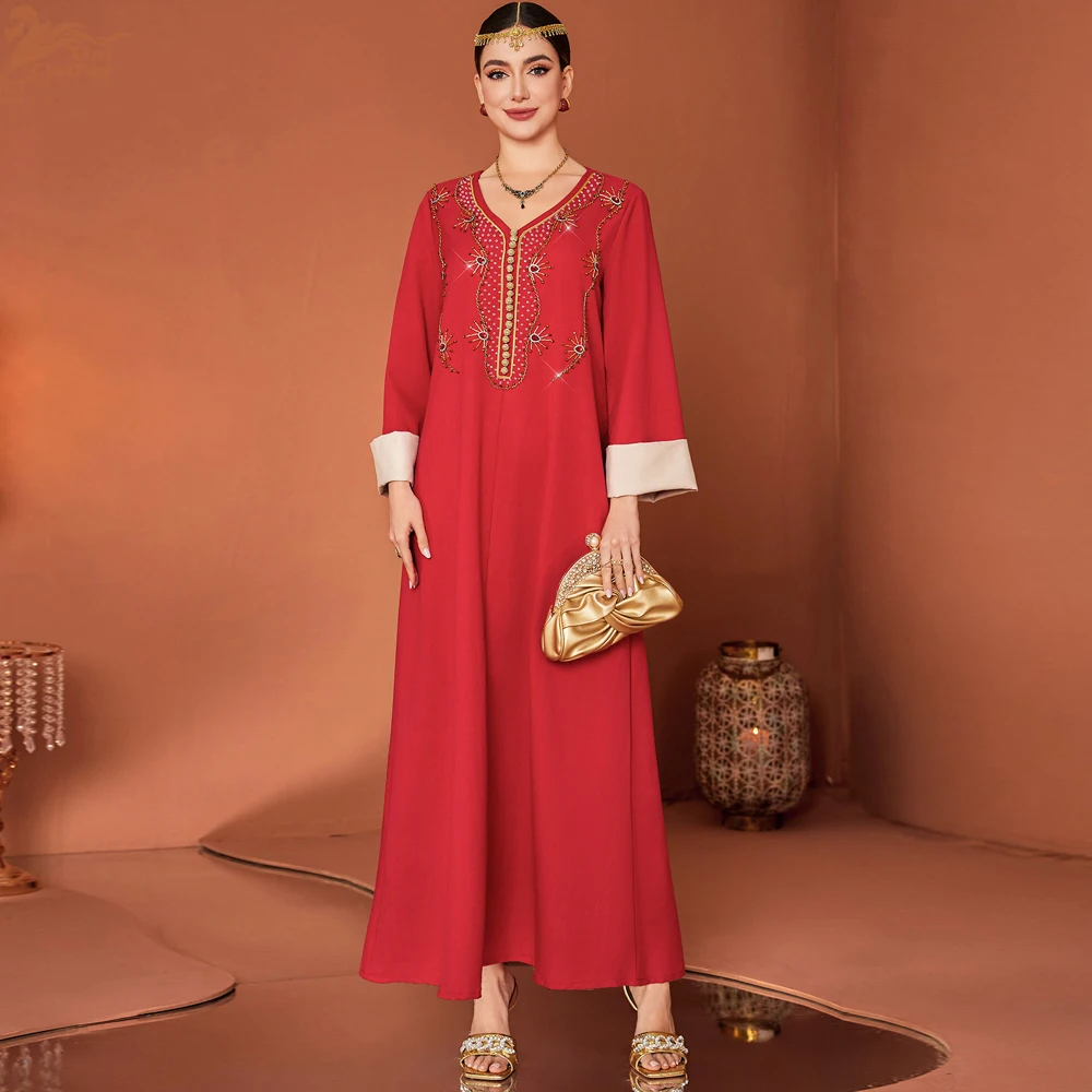 

Роскошная арабская мусульманская молитвенная одежда для женщин: Абайя, Кебая, Кафтан, платья с бриллиантами, исламские робы для женщин (Дубай)