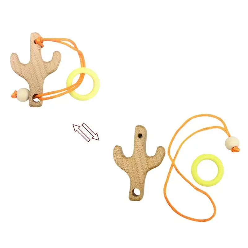 Challenge Magic Wooden Brain Teasers Rope Ring Puzzle Logic Mind Loop Puzzles Game