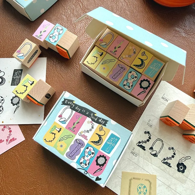 Normi Studio Colorful Numbers Set Wooden Rubber Stamp DIY Scrapbooking Photo Album Card Making Wood Seal