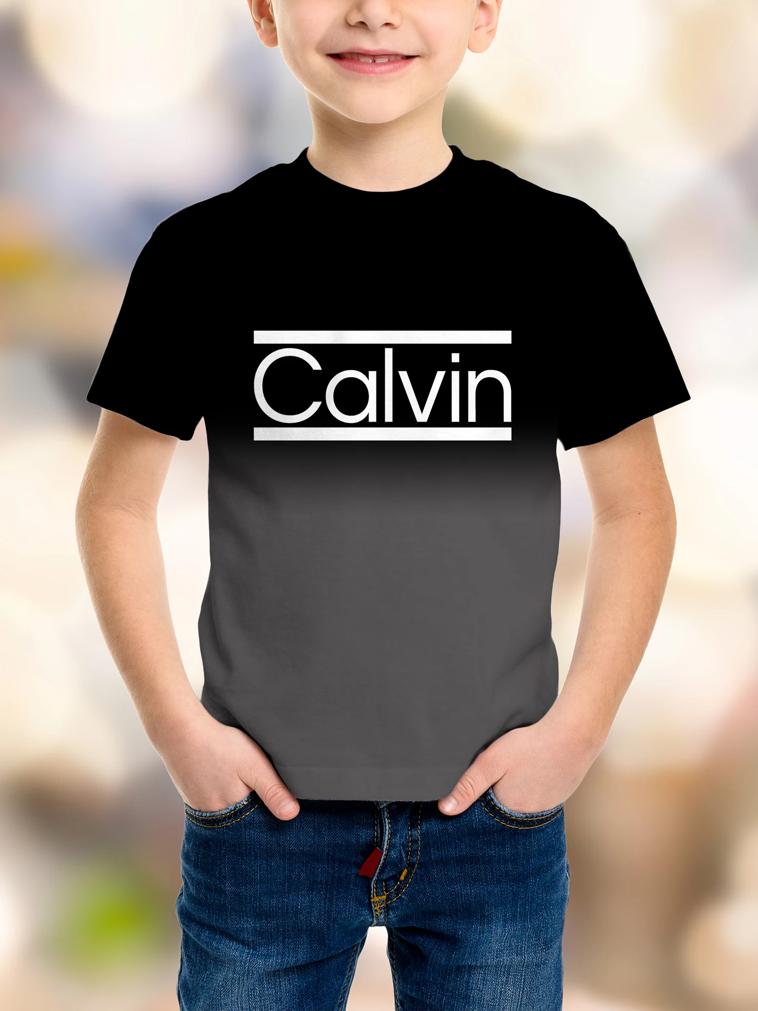 

Summer Calvin boy T-shirt Casual fashion Casual short-sleeved T-sh-end Summer Comfortable Boys' T-shirt