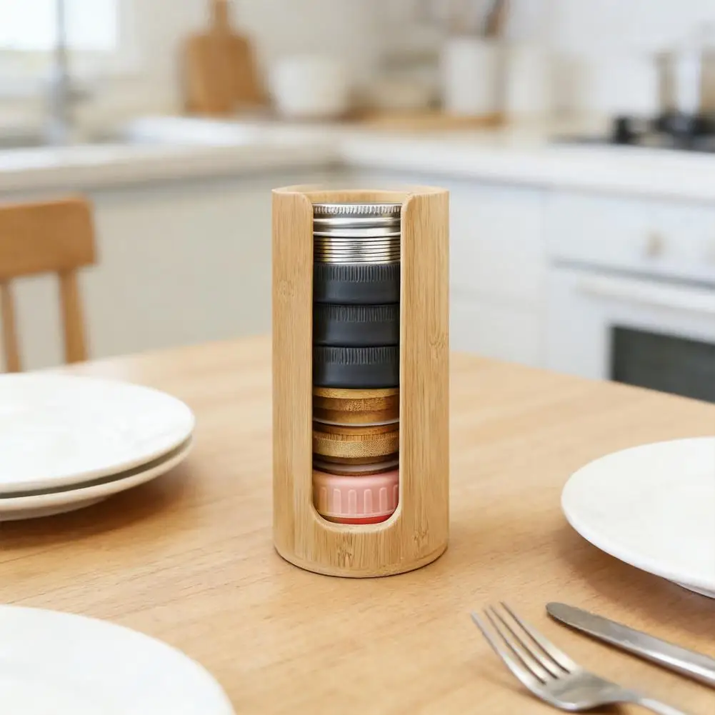 Wood Canning Lids Holder Wooden Lid Organizer Wood Bamboo Mason Jar Lid Organizer Stackable Storage Box for Regular Wide Mouth