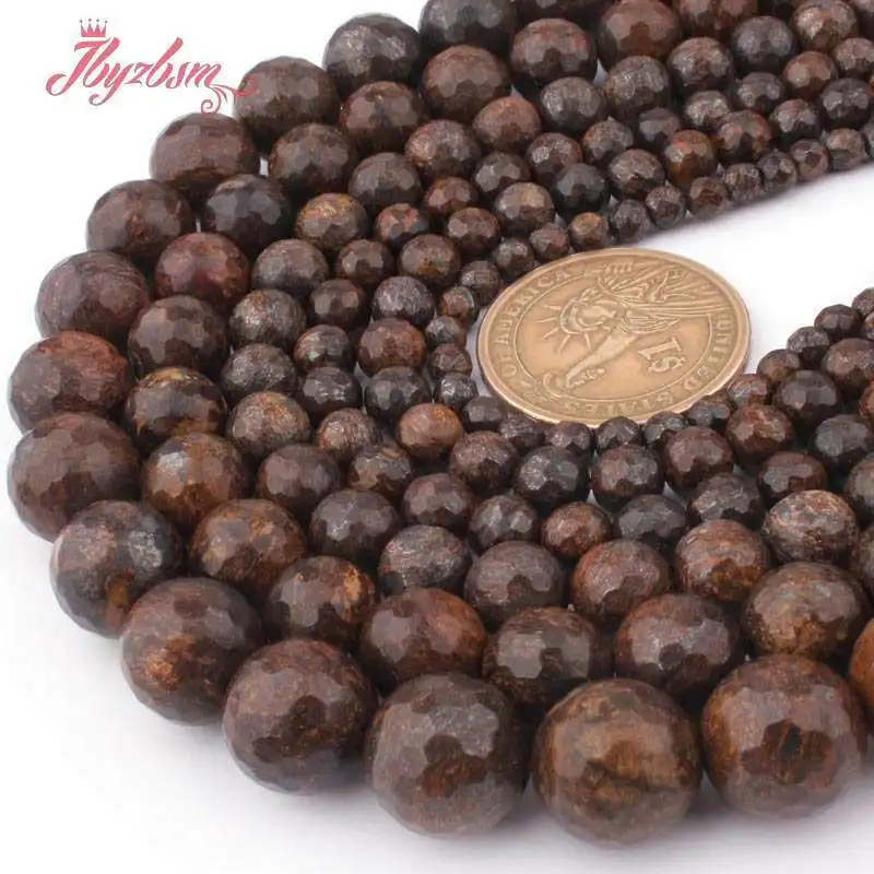 

Round Bronzite Smooth Faceted Frost Natural Stone Beads 15 inches for DIY Charm Necklace Bracelet Jewelry Making 4/6/8/10/12mm