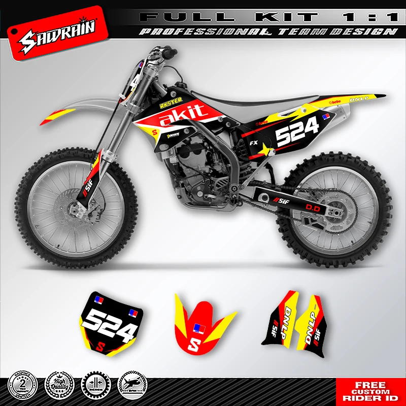 

Sawrain Motorcycle Sticker Custom Team Graphics Decals Kit For SUZUKI RMZ250 2004 2005 2006 02