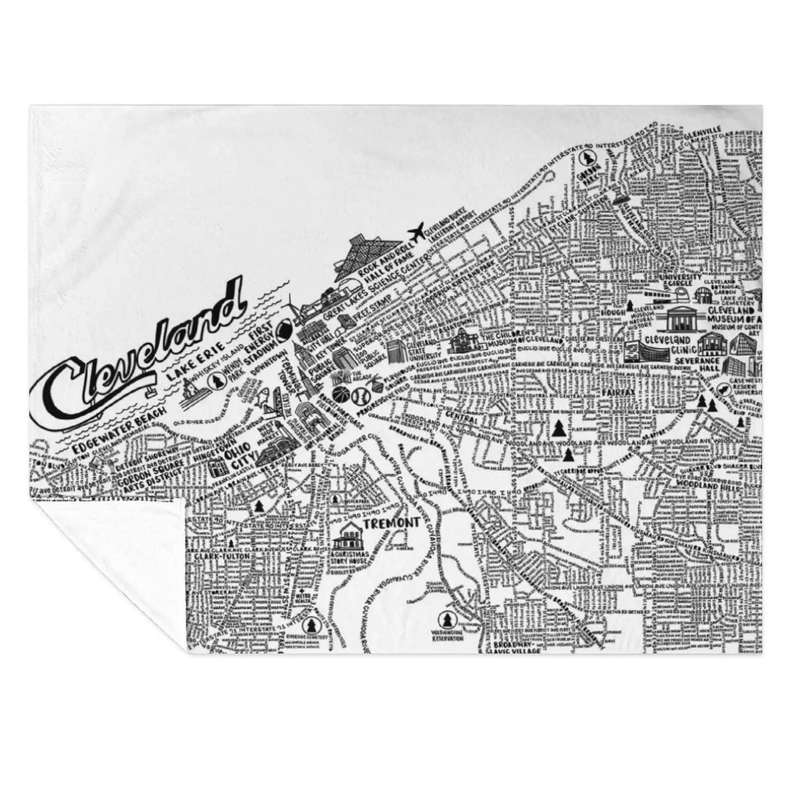 

Cleveland Ohio Map Throw Blanket Stuffeds Bed Comforter Extra Large Throw Blankets
