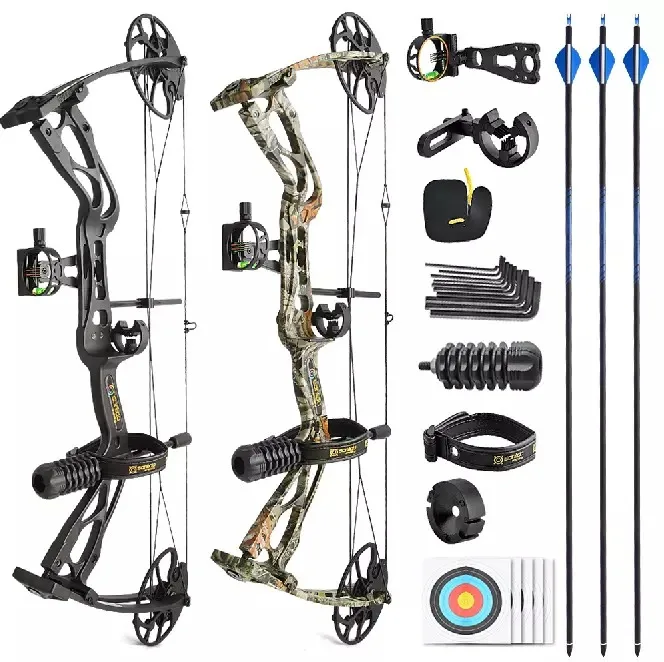 

Sanlida Archery Dragon X8 Black/Camo Compound Bow Set 0~60lbs Shooting Arrow Sight Kit Archery Set