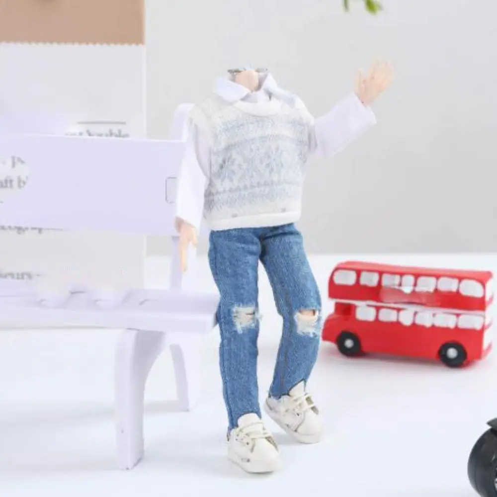 New Black/White 1/12 Scale Casual Shirt Loose Cute Long Sleeved Shirt Fashion Doll Clothes Tops for 6'' Figure Doll