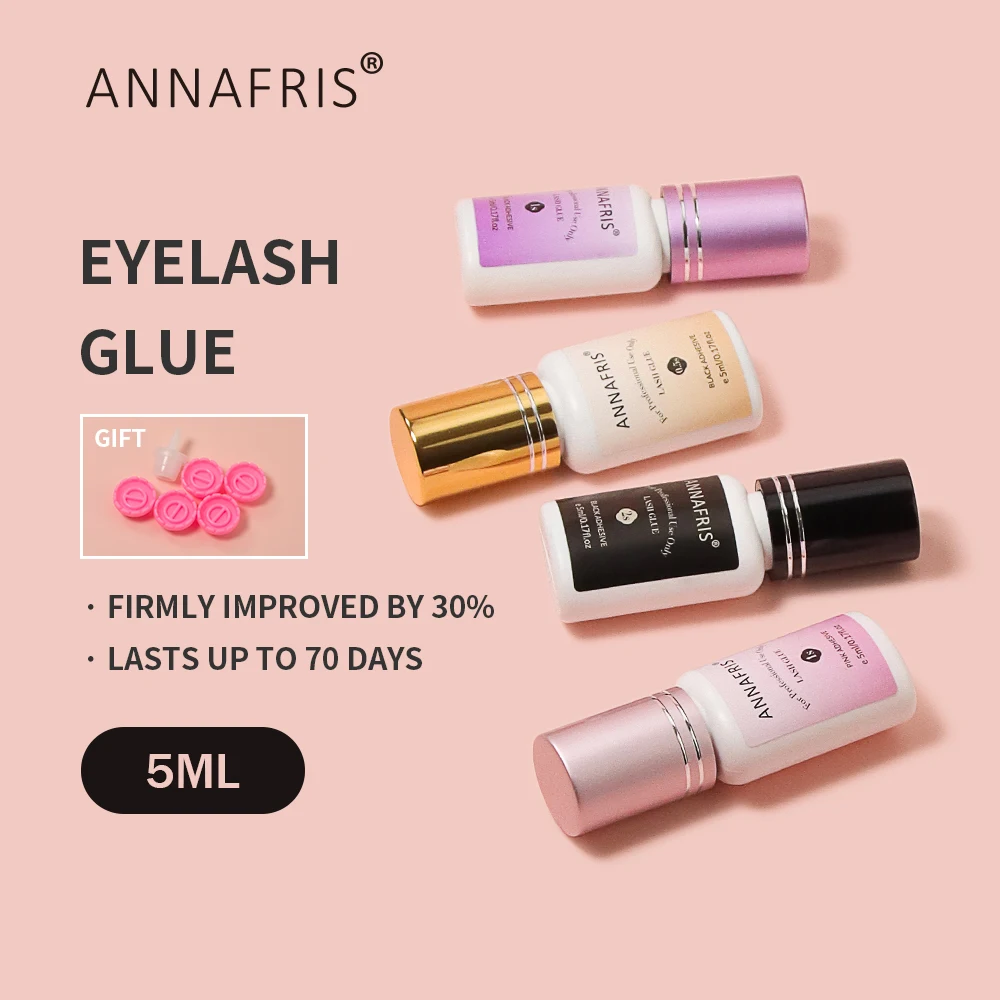 ANNAFRIS Eyelash Extension Glue 2s Quick Drying Strong Adhesives  Black Lash Glue No Odorless