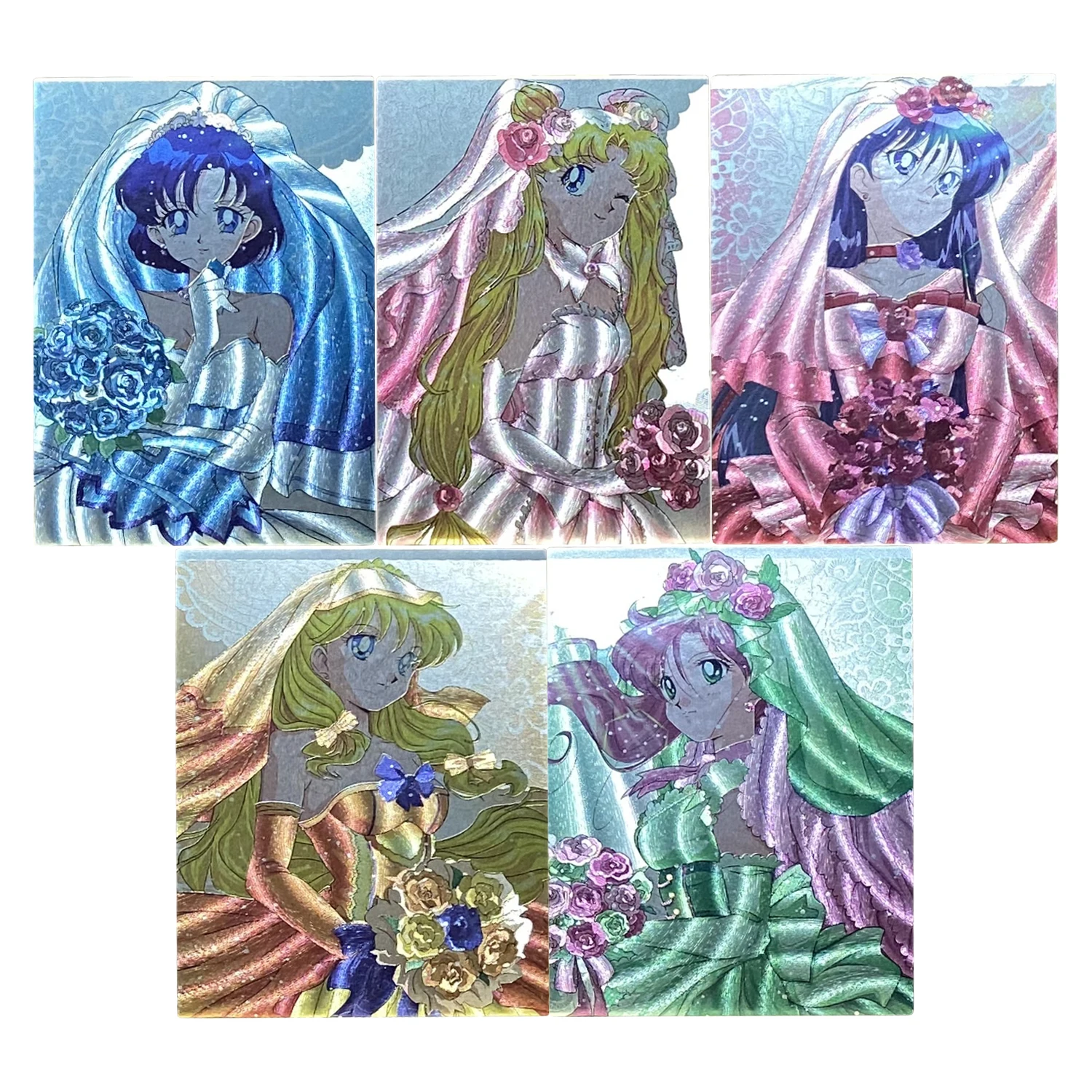 

5Pcs/set Tsukino Usagi Hino Rei Aino Minako Kino Makoto Coarse Flash Card Game Anime Collection Cards Diy Gift Toys