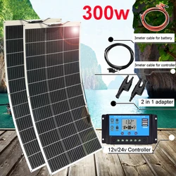 300w 150w 280w 140w pannello solare kit flessibile pannello fotovoltaico 12v sistema di caricabatteria per camper domestico barca RV auto DHL nave