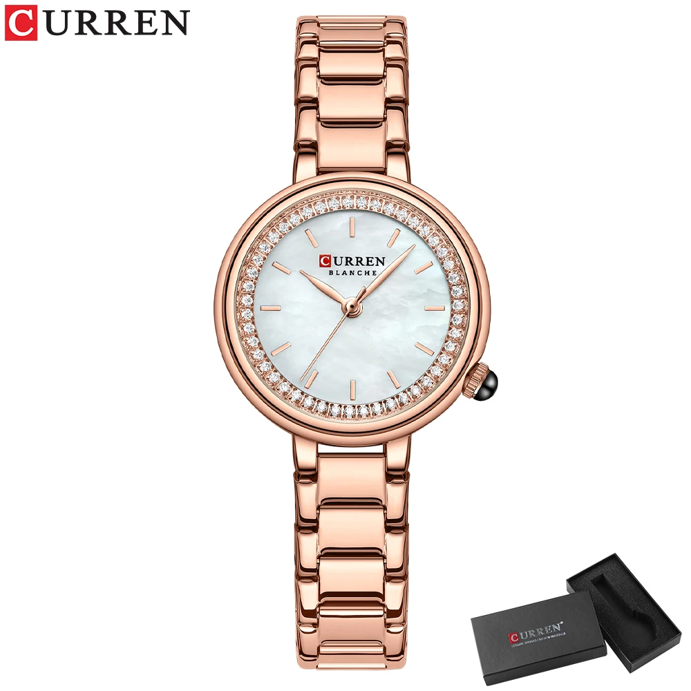 CURREN Luxusmarke Damen-Armbanduhren mit Sternenhimmel-Zifferblatt, Edelstahlband, Quarzuhren, Damenuhr mit Strasssteinen 6