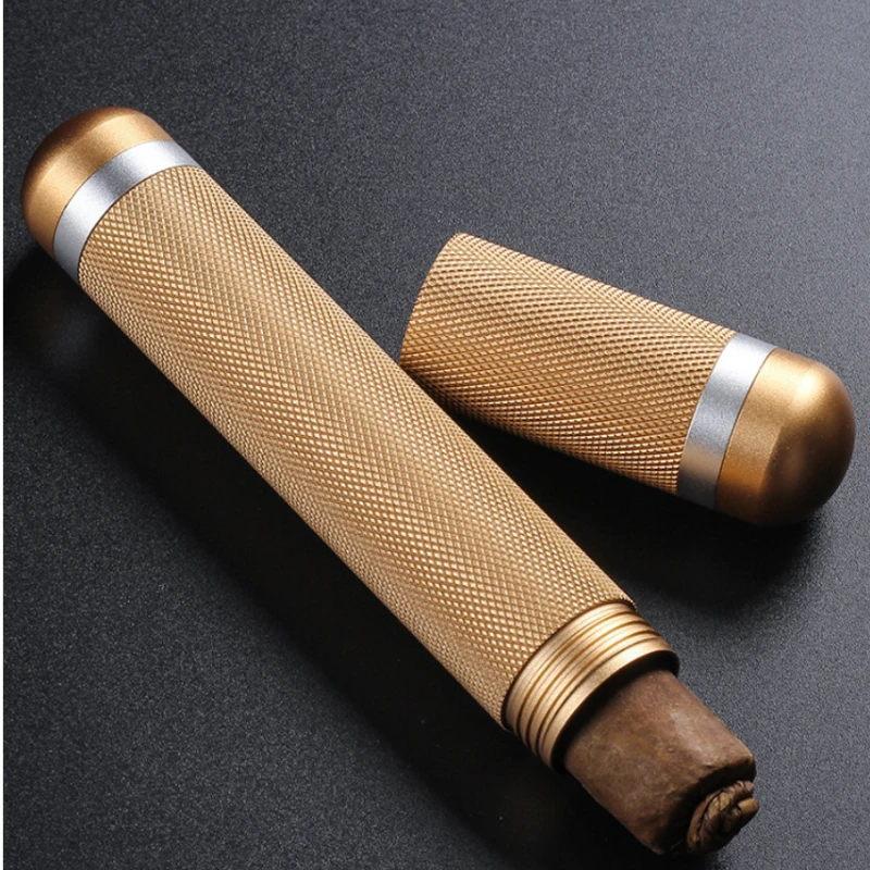 

Lightweight Aluminum Alloy Cigar Storage Tube, Portable Metal Container Protective Cigar Holder Essential Smoking Accessories