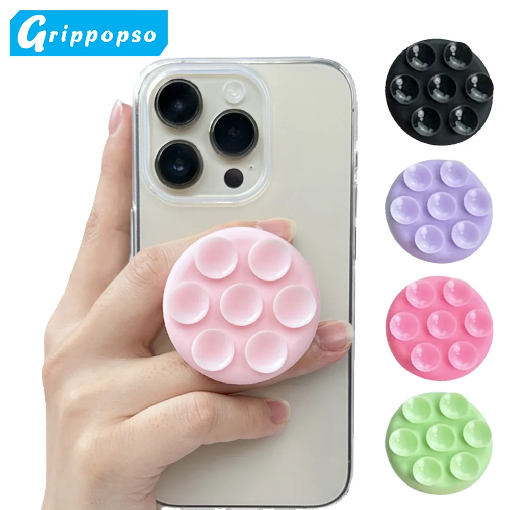 Popping Suction Cup Wall Stand Griptok Cellphone Holder Mount Socket Silicone Suction Smartphone Case Grip Mobile Phone Holder