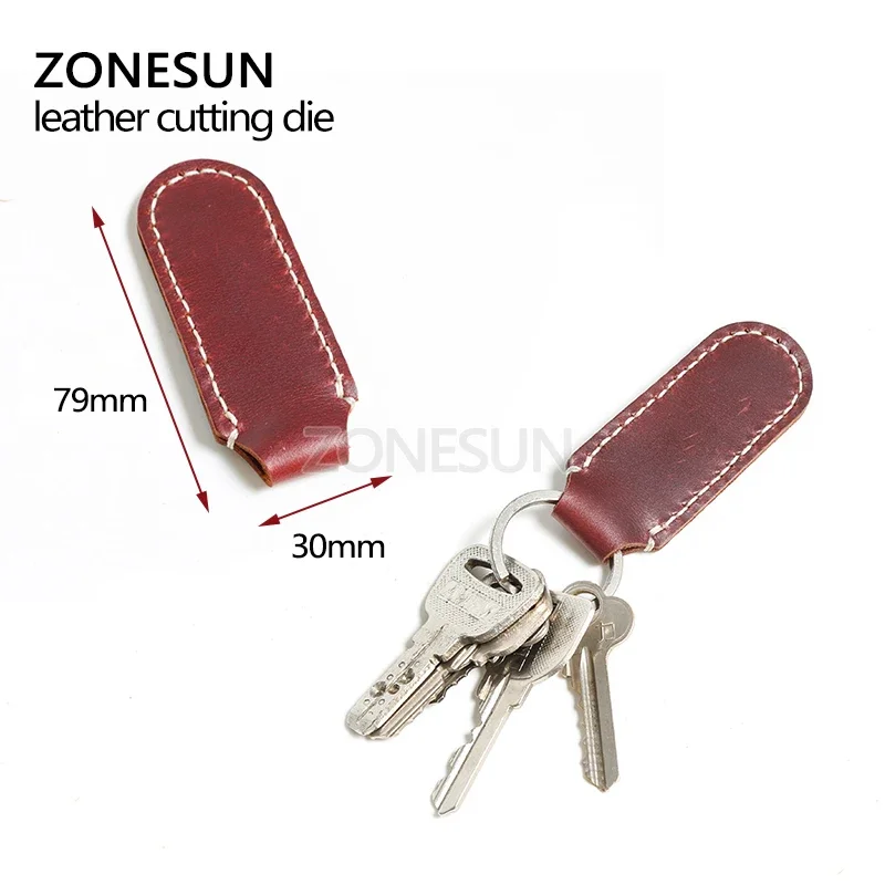 ZONESUN Customized  Leather Cutting Die Craft DIY Key Ring Wooden Template Knife Punching Key Chain Cutting Mould Cutter