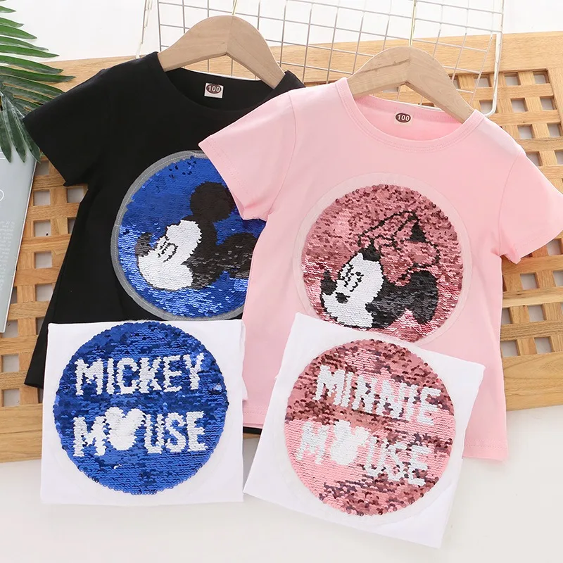 

Cotton Summer Girls Tee Kids T-shirt Short sleeves Children Party Princess Disney Girls Clothes Costumes Mickey Minnie Mouse