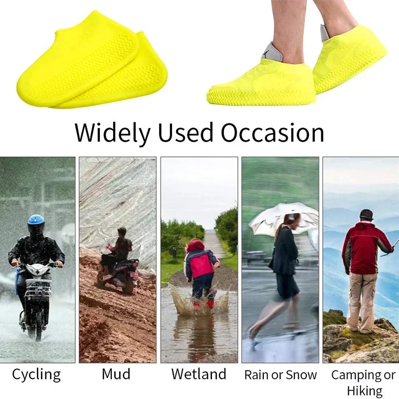 Couvre-bottes de pluie en silicone imperméable, chaussures en caoutchouc, réutilisables, coordonnantes, jour de pluie, protecteur