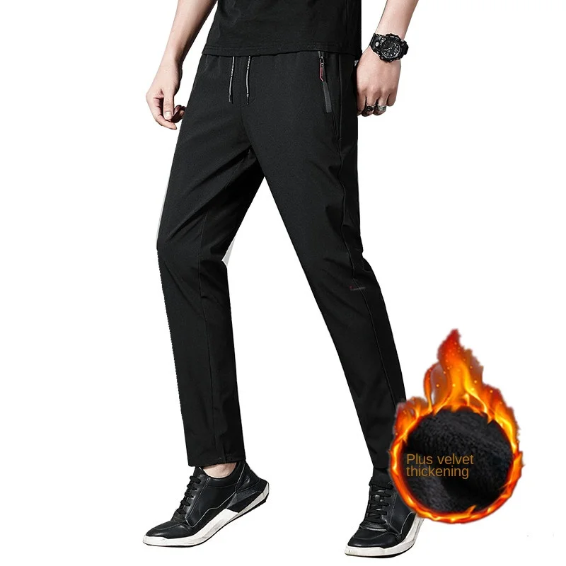 

Winter Thickened Fleece Men's Casual Pants Sports Pants Warm Comfortable Versatile Zippered Pocket Composite Ultra-Soft
