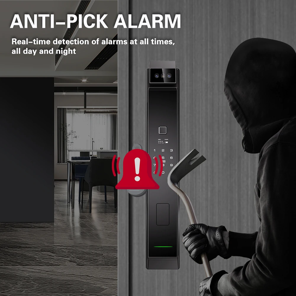 PHIPULO Digital Smart Door Lock Biometric Electronic Lock Security Camera Tuya APP WiFi 3D Face