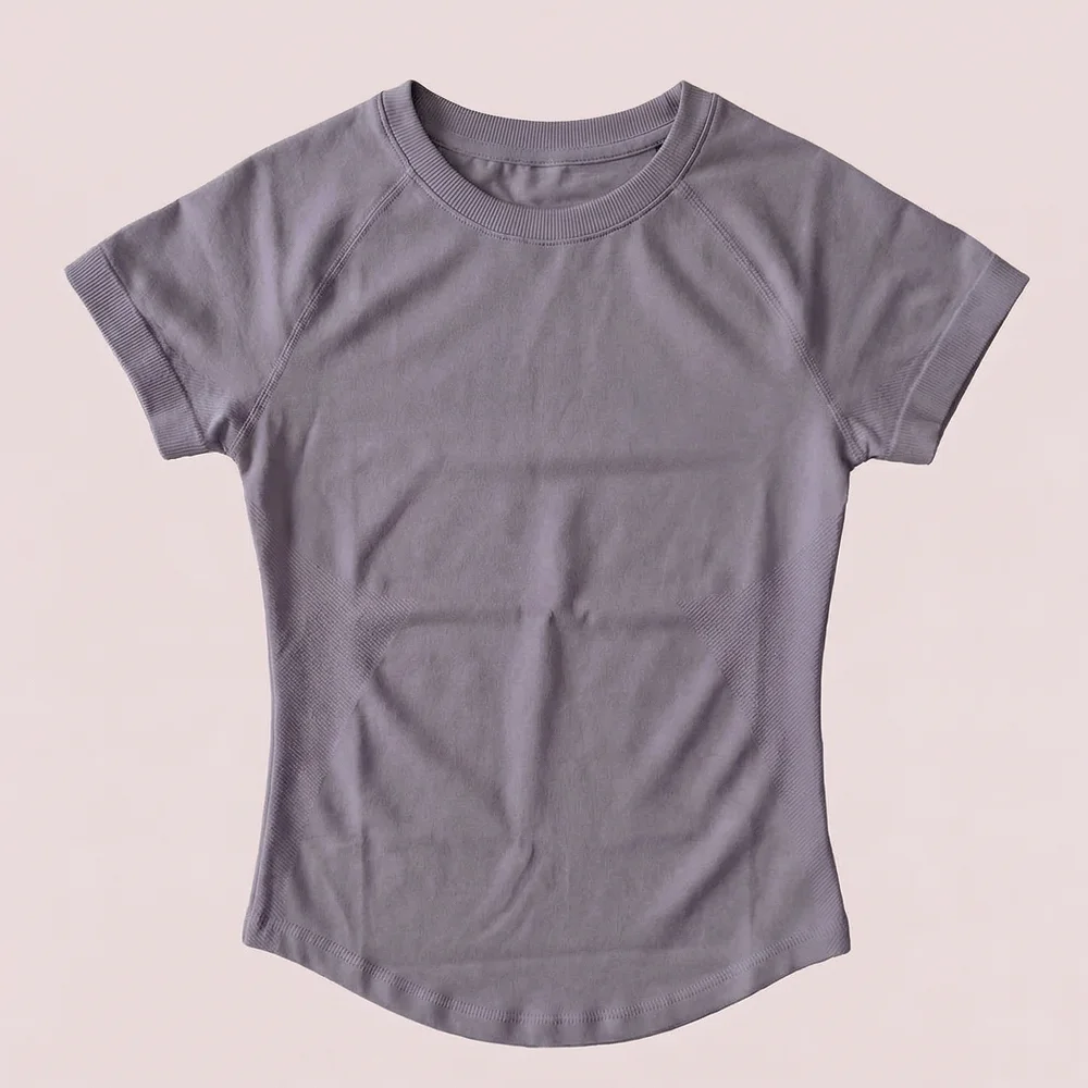 Damen Kompressions-Workout-T-Shirt Slim Fit Sportshirt Impact Kurzarm-Oberteil Gym-Training Leichtes Crop-Top