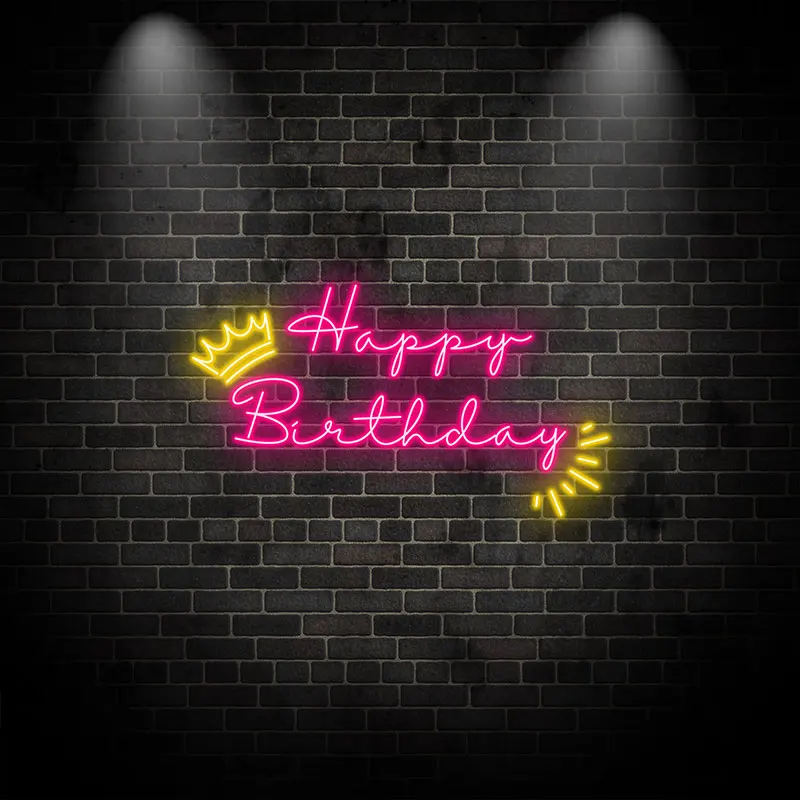 Toysign Neon Sign, Crown Birthday Neon Sign, Bright 