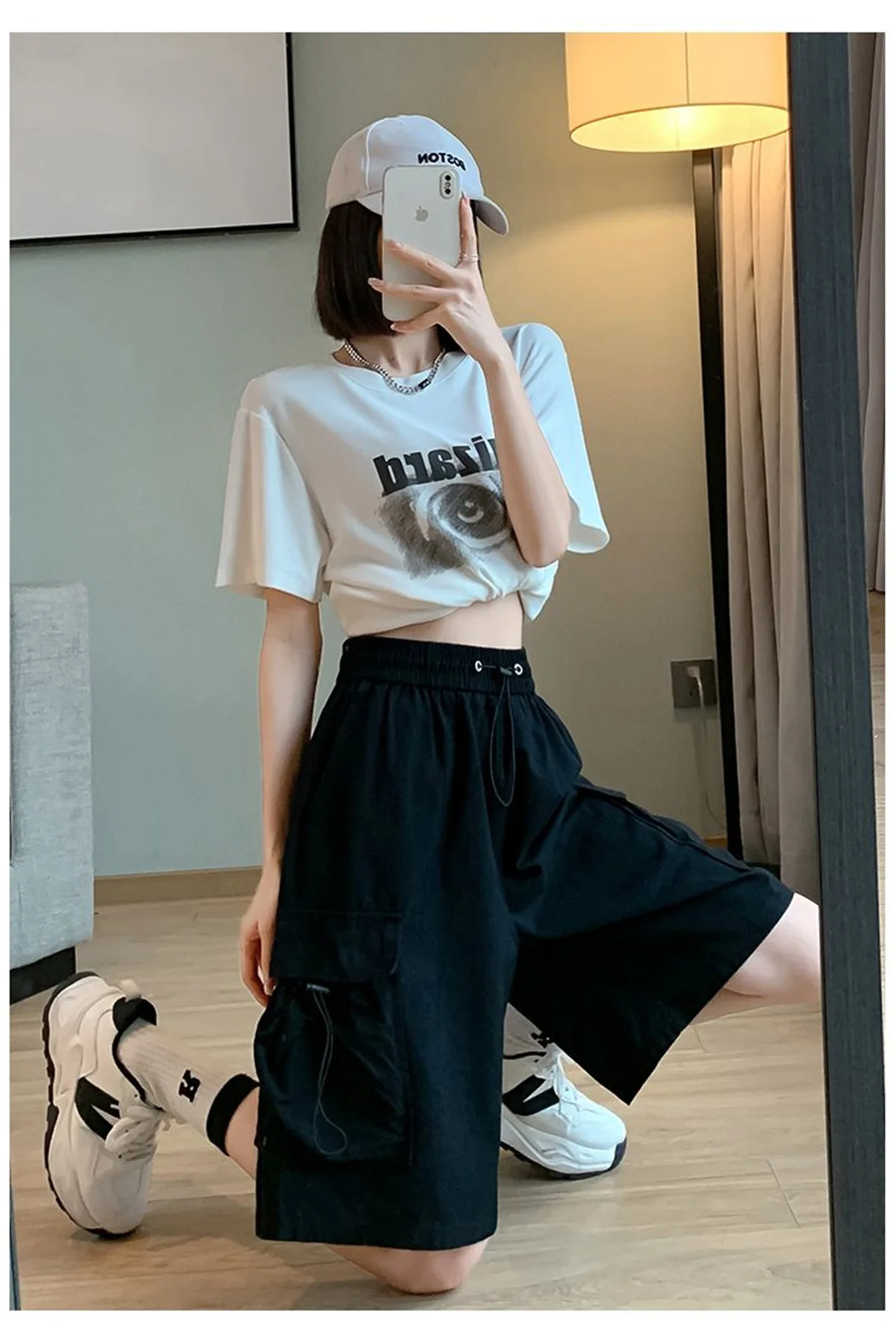 Cool Cargo Shorts Men's Summer Punk Loose-fitting Five-point Pants Multi-pocket Functional Sports Hip Hop Pants Streetwear Boys