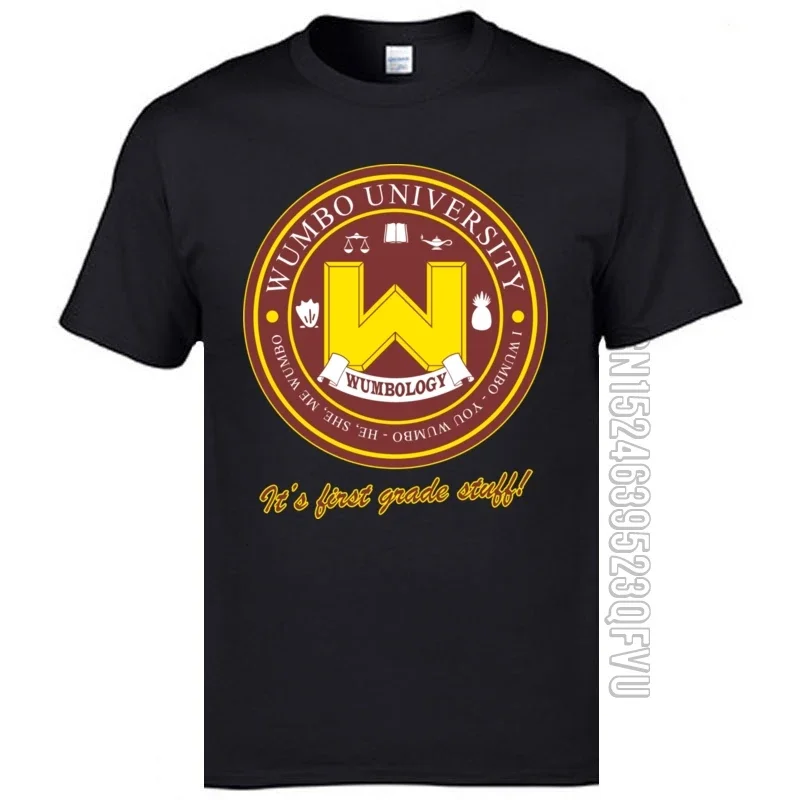 

Wumbo Univarsity Logo Design Tops T Shirts Black Custom Print Leisure Tee Shirt Adult Tee Shirts Cotton Summer Team Tshirts