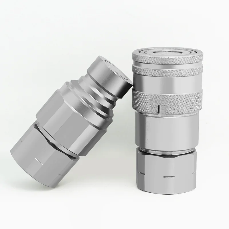 Steel 1 Set 1/4 3/8 1/2 3/4 1 BSP/ NPT Thread Flat Face High Flow Quick Connect Hydraulic Couplings / Couplers