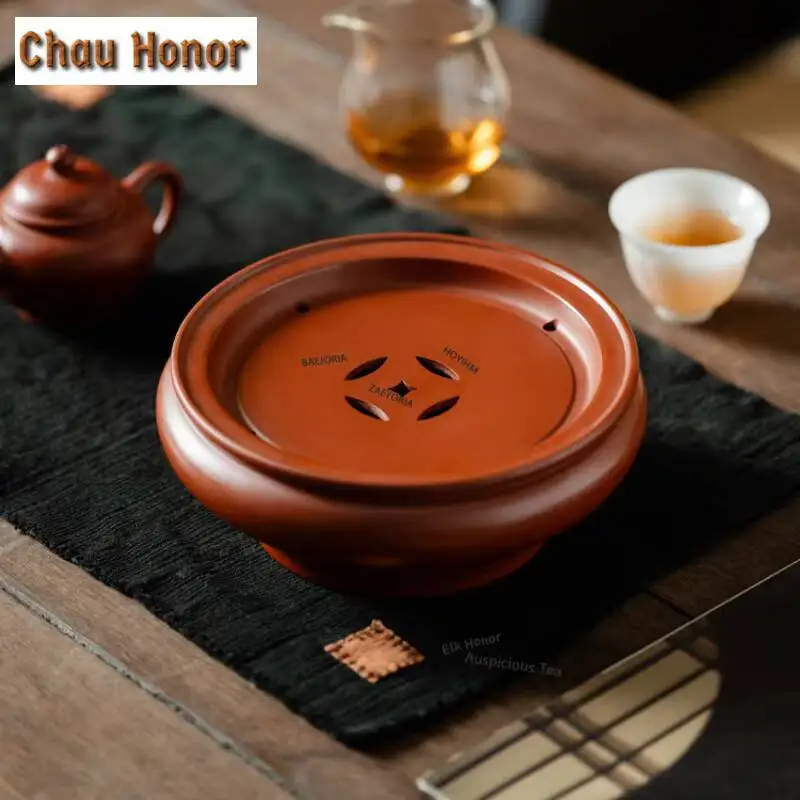 ZAEYORIA Handmade Purple Clay Pot Bearing Holder Coffee Cup Heat Insulation Pad Store Water Dry Bubble Table Tea Tray Coasters