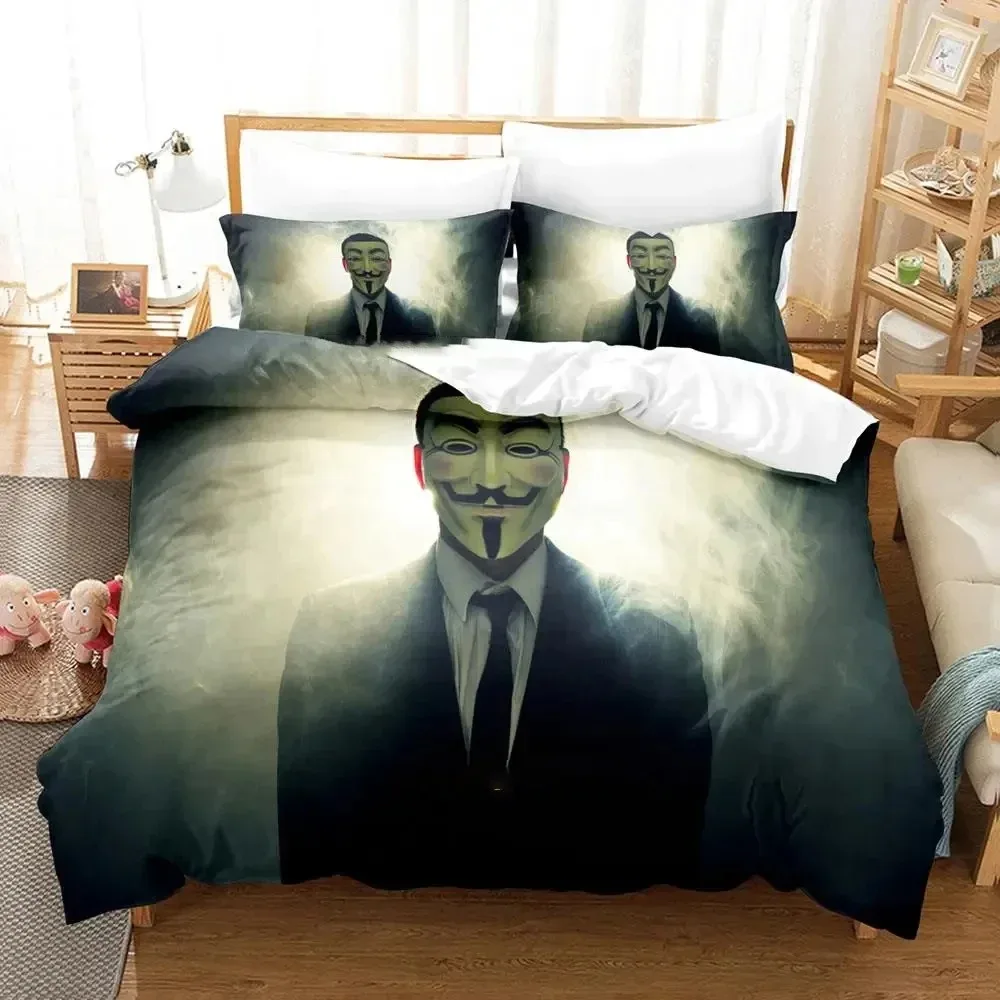 

Personality Technology Anonymous 3D NEW Duvet Cover Pillowcase Bedding Set Adult Boy Girl Bedroom Children Single Double Large
