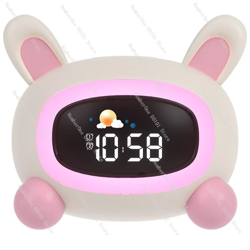 Smart Digital Clock Night Light,Seven-Color LED Bedside Lamp with Timer and Sleep Aid Mode,Hypnotic Alarm Clock Restful Sleep