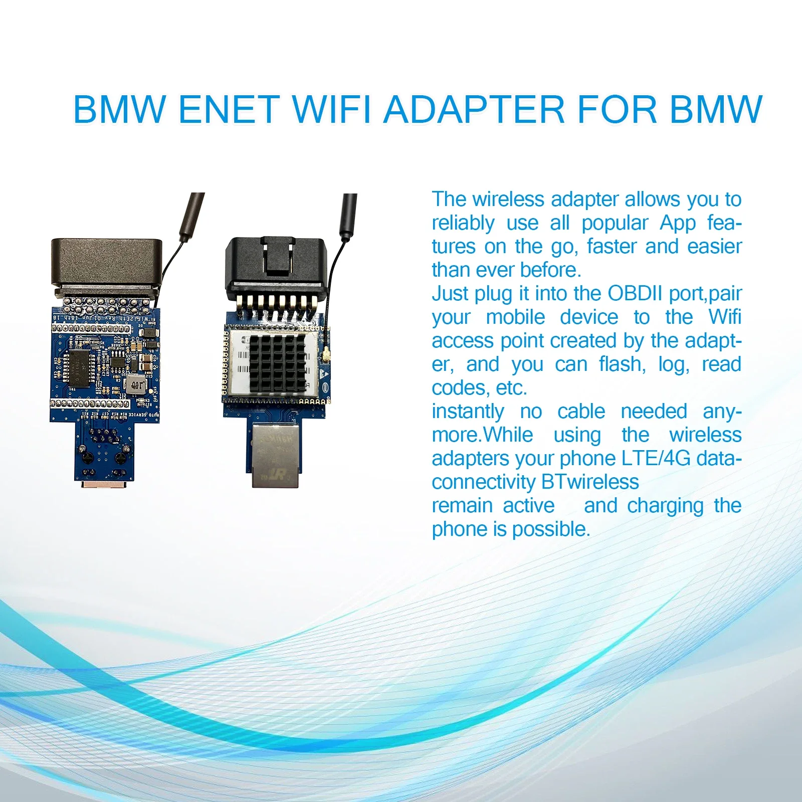 Enet Wifi Adapter for BMW F/G/I Series Obd2 Bluetooth Wifi Compatible with BimmerCode/link,Bootmod3,xDelete,MHD, XHP for Bmw