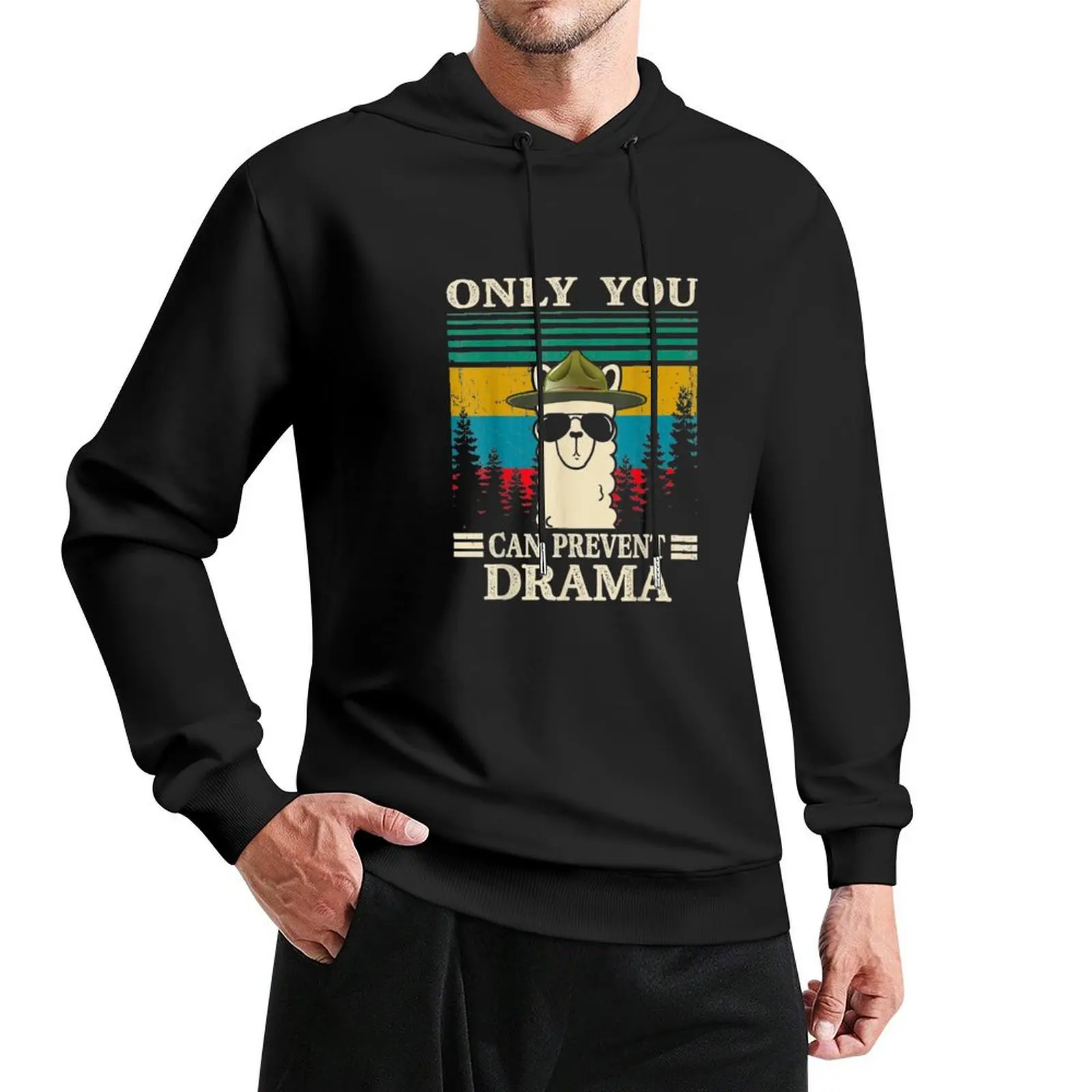 

Llama Camping Only You Can Prevent Drama Gifts Pullover Hoodie winter clothes men's sweat-shirt men's hoodies