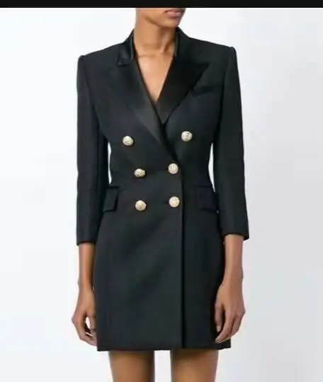 Klasyczny dwurzędowy płaszcz szyty na miarę Dr 2024 Jesień Długi Sve Street Sle Jednolity kolor Odzież robocza Dopasowany krój Długość midi