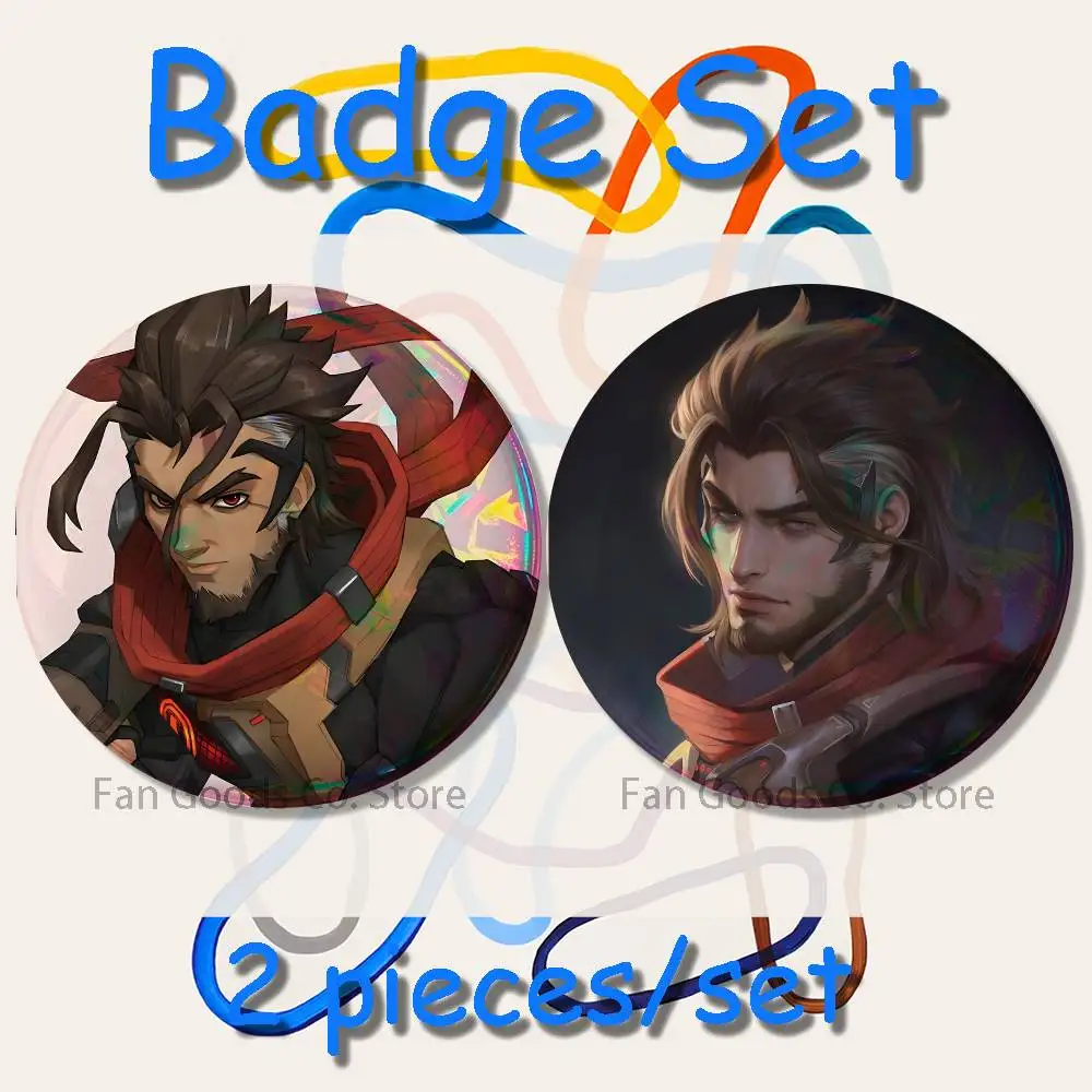 

O-Overwatch E-Emre Sarioglu Brooches for Backpack Accessories 25,32,44,58,75mm Round Enamel Pins 2-piece set Cartoon Anime Badge