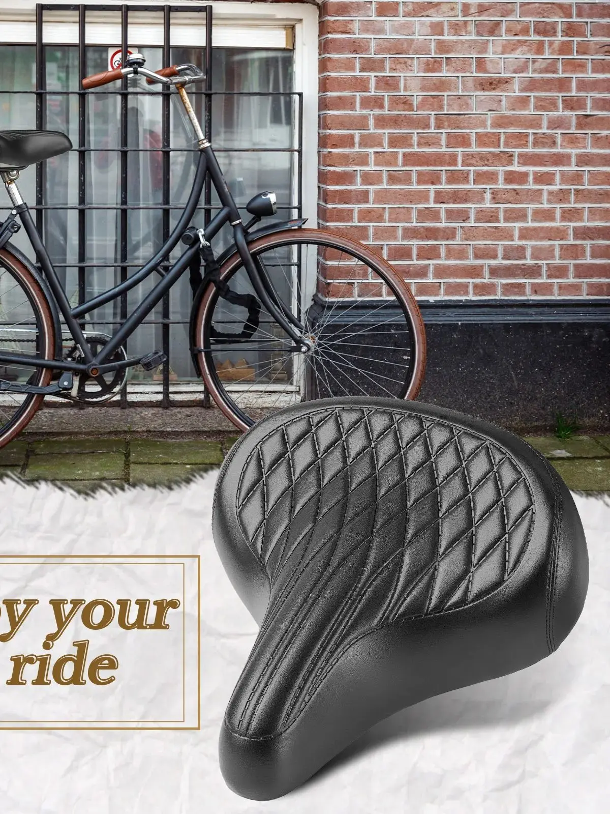 AliExpress NONE Wide Bike Seat for Men and Women Comfort - Oversized Soft Padded Bike Saddle Replacement for Cruiser, Vintage Classic City Bikes