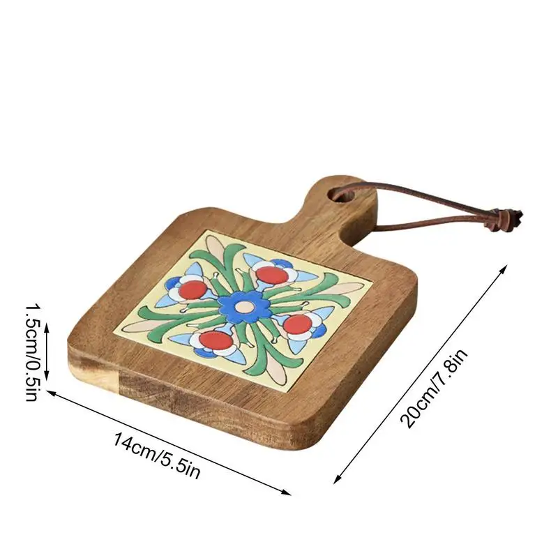 Wood Tiles Drink Coasters Anti-Scalding Plate Heat Insulation Wooden Trivet Frame For Hot Tea Coffee Pots And Pans Pad Holders