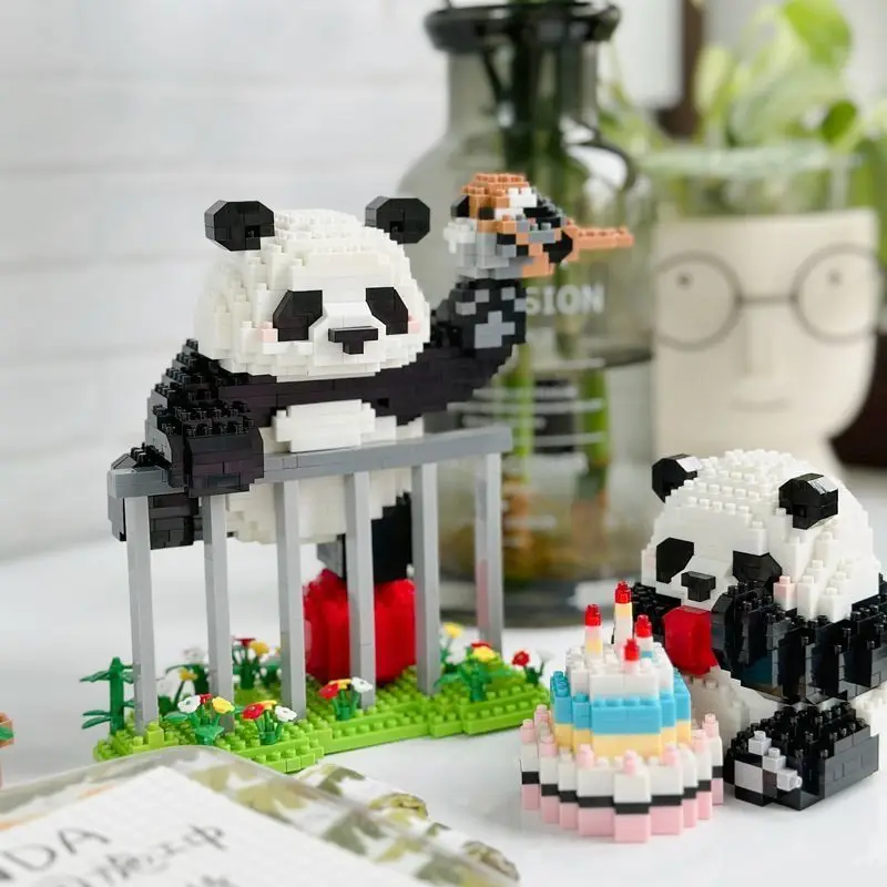 Giant Panda Flower Building Blocks, Tiny Particles, Children's Puzzle Assembly Toys, Male and Female Gifts