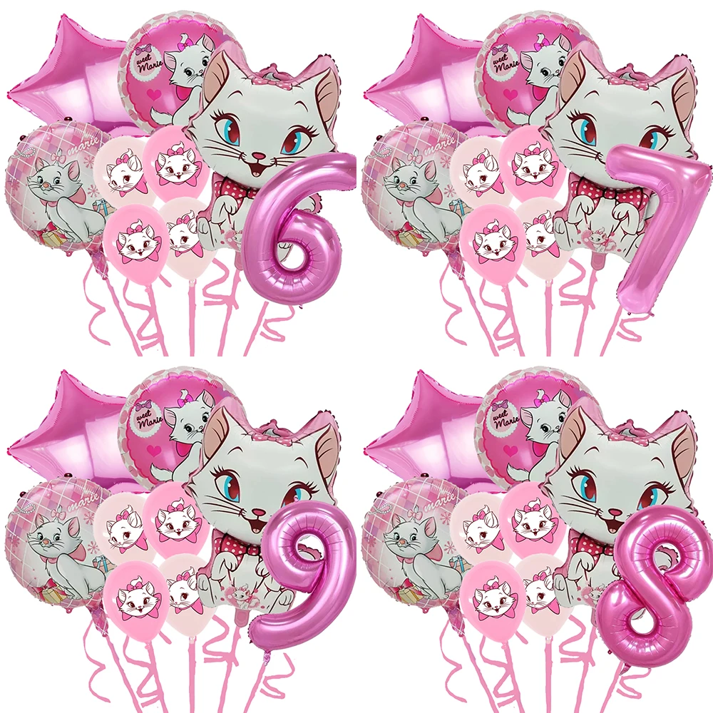 Mary Cat Birthday Party Balloon Girl's Favorite Baby Shower Party Supplies Mary Cat Latex Balloon Aluminum Foil Decoration Party