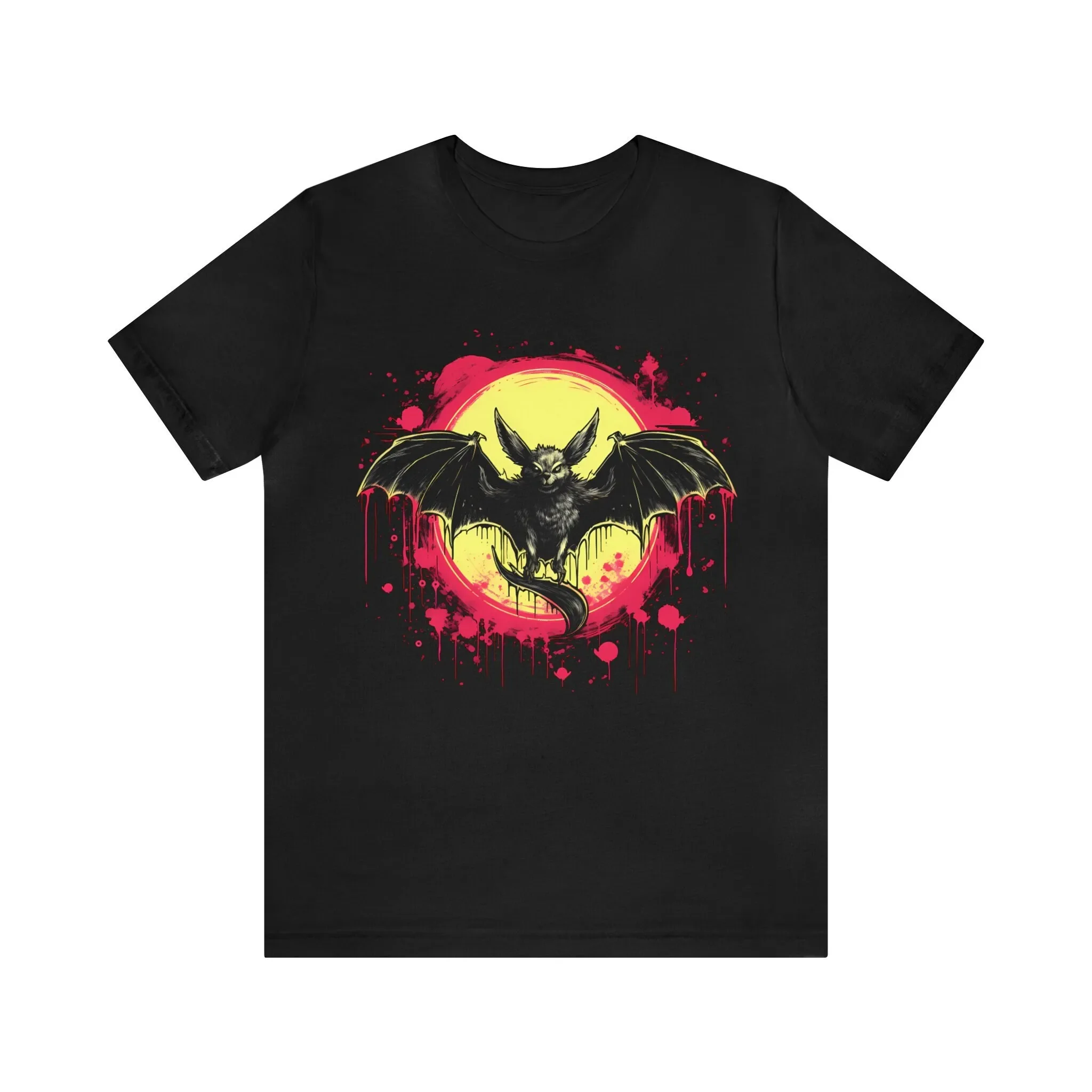 Bat Against a Glowing Moon Slime Punk T shirts for Skaters and Goths Bella Canvas 3001 Unisex Jersey Short Sleeve Tee