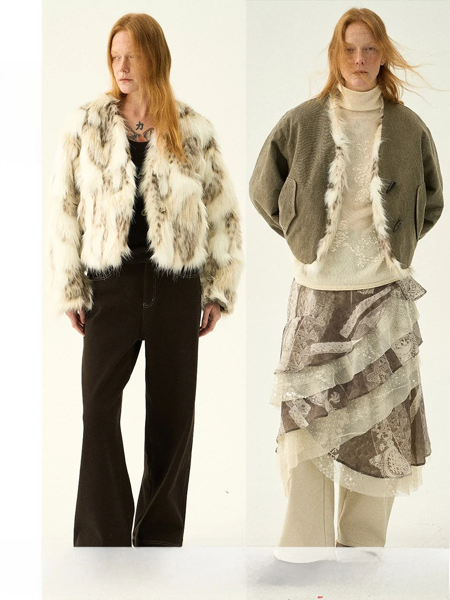 

TiaTia25 Double-Sided Wearable Eco-Friendly Fur Coat Loose Nel Silhouette Versatile Outerwear for Women in Winter Season