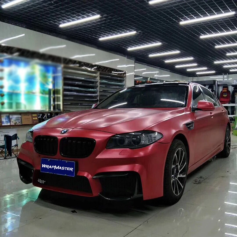 Wrapmaster 5M/10M/18M UV Protection Film Satin Metallic Red Vehicle Vinyl Wrap Supplies Car Body Vinyl Automobile Foil