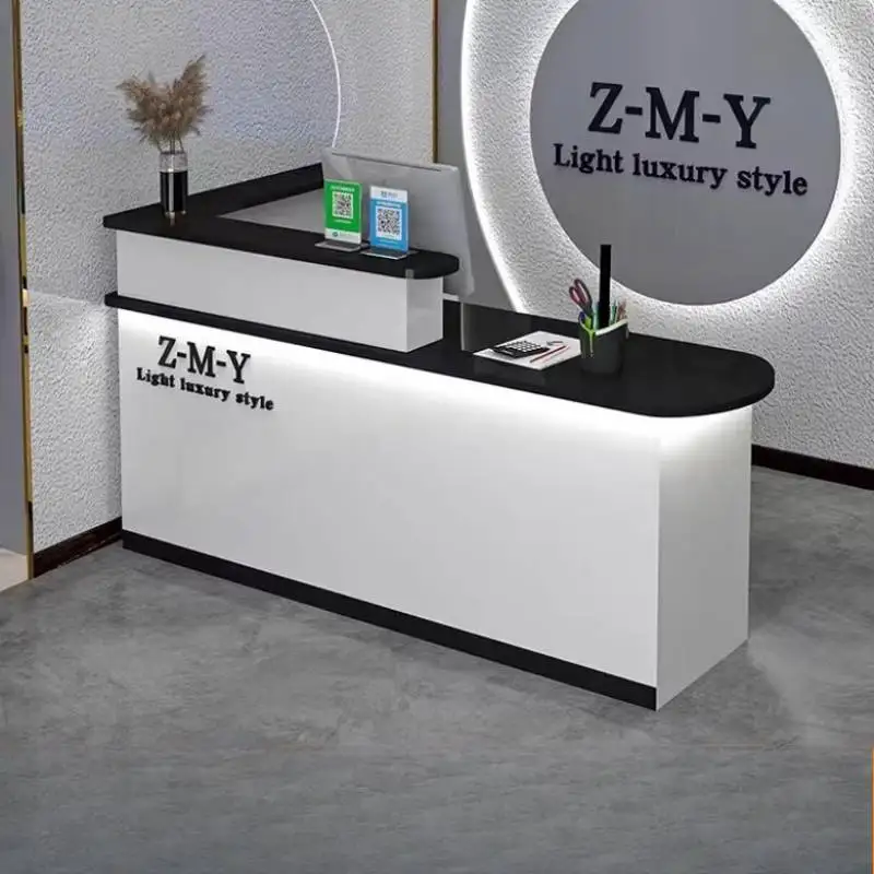 مكاتب استقبال للتخزين العتيق، مكاتب استقبال ذات أدراج كلاسيكية باللون الأسود، أثاث استقبال صغير من الخشب الصلب