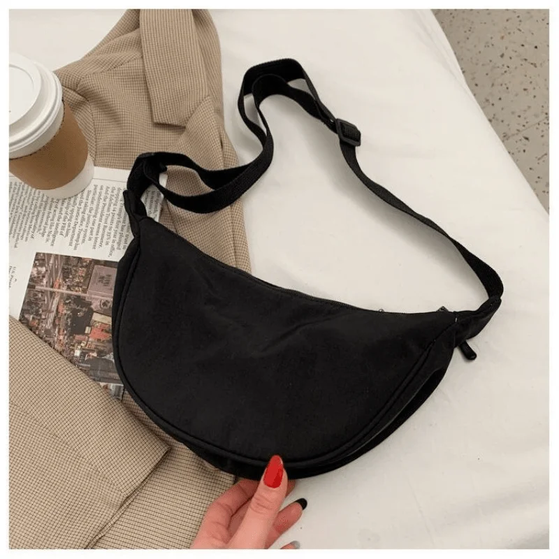 Dumpling Buns, Light Small Shoulder Bags, Armpit Bags, One Shoulder Sails Cloth Bag, Solid Color Chest Bag for Women Large