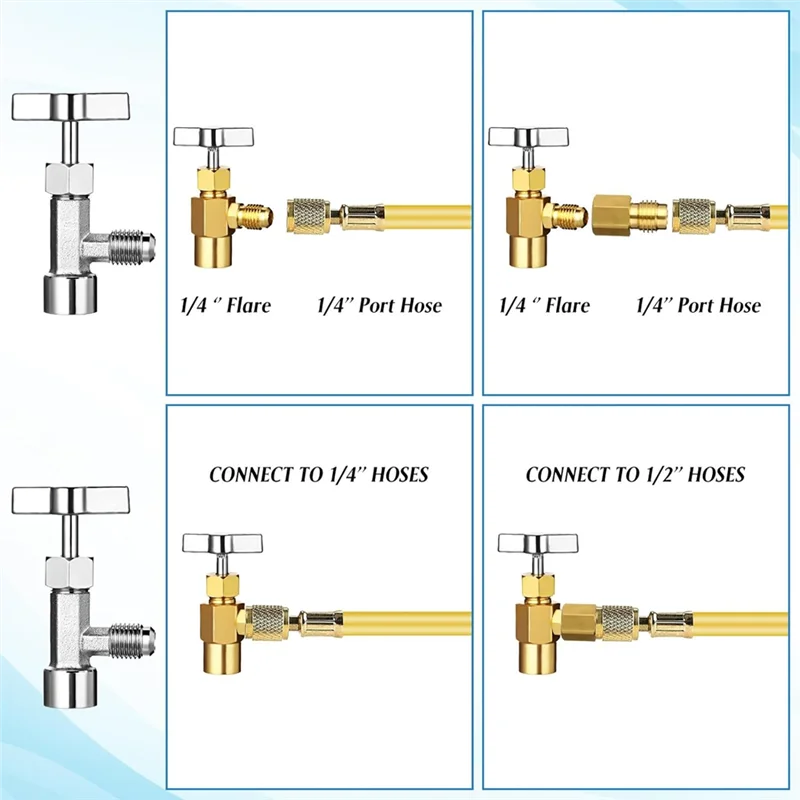 

High Quality-AC R134A Adapter Quick Coupler Kit, R134a Tank Tap Valve R134a To R22/410A For Air Conditioning Refrigeration Syste