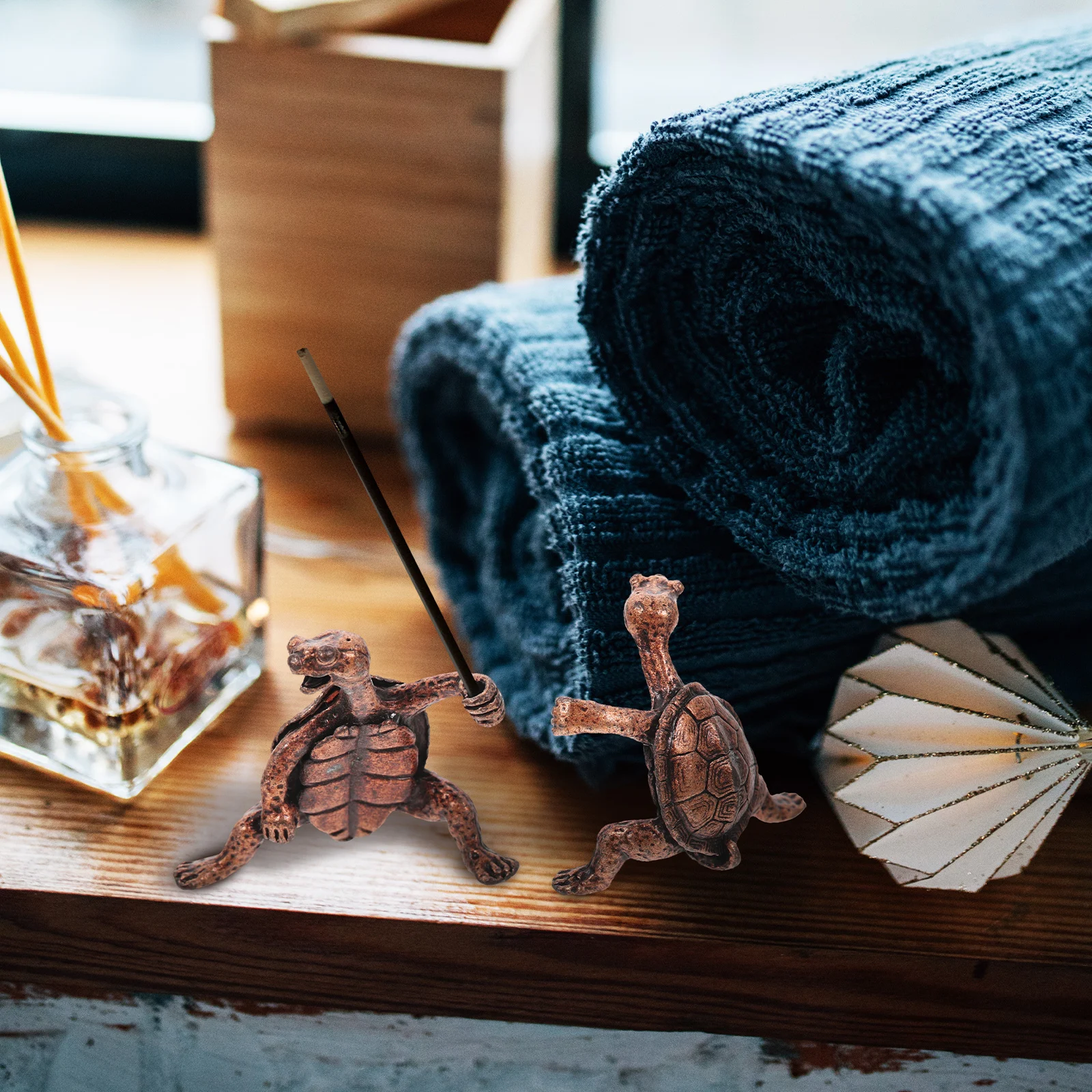 

2Pcs Incense Stick Burner Turtle Metal Vintage Zinc Alloy Incense Holder Home Decor Room Decor for Meditation