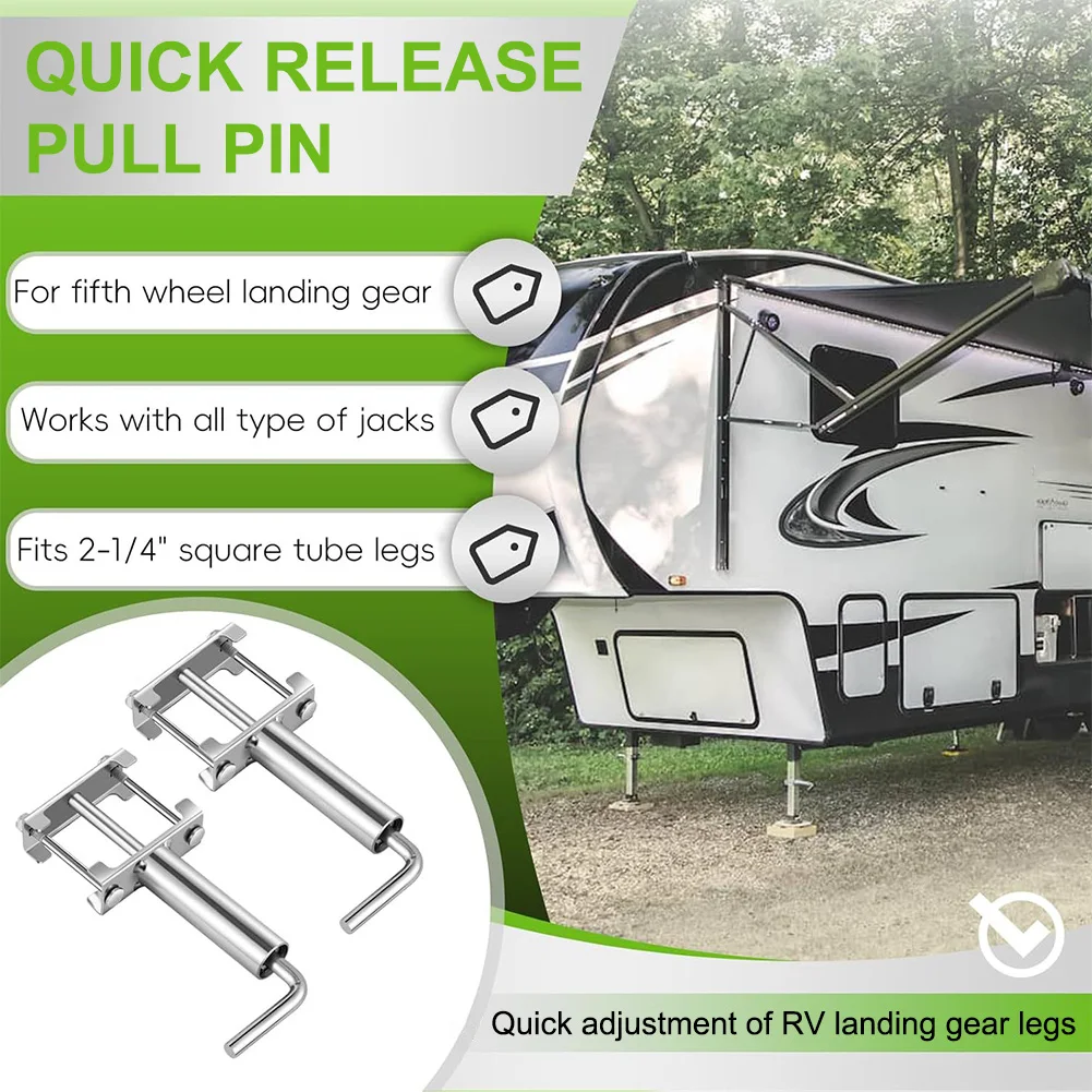 For RV Fifth Wheel Landing Gear Quick Release Pull Pins Two Pack Easy Bolt On Installation For Durable Zinc Plated Steel